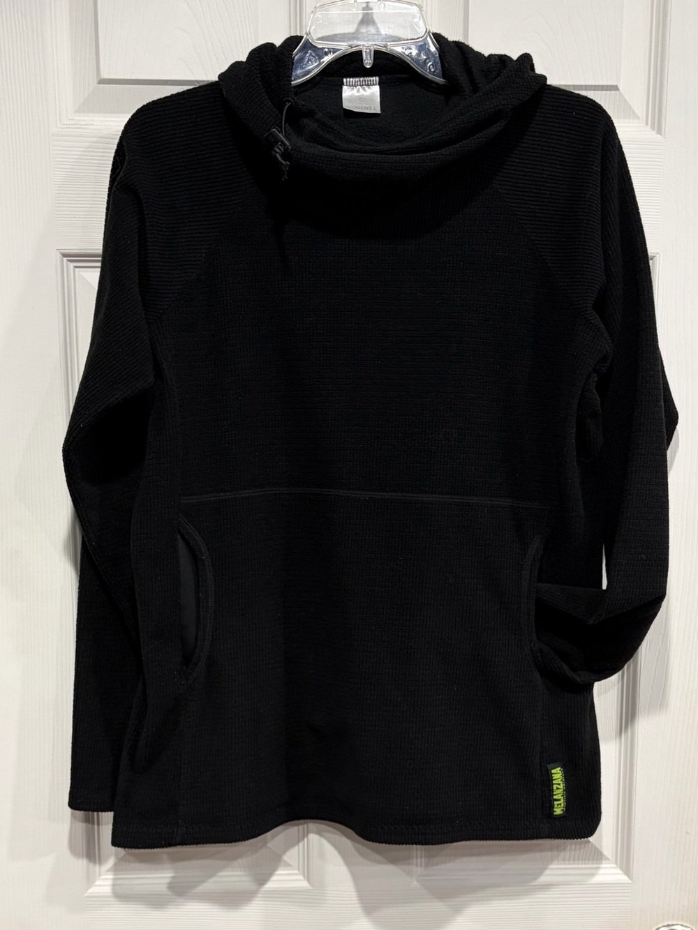 Melanzana Women’s Large Micro Grid Hoodie Black Jacket GUC Microgrid Melly